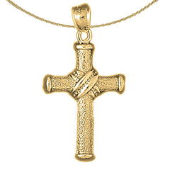 Sterling Silver Cross Pendant (Rhodium or Yellow Gold-plated)