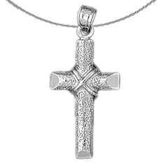 Colgante de cruz de plata de ley (bañado en rodio o oro amarillo)