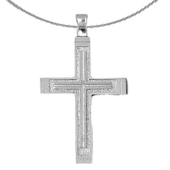 Sterling Silver Cross Pendant (Rhodium or Yellow Gold-plated)