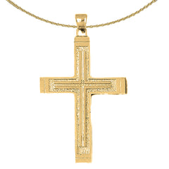 Sterling Silver Cross Pendant (Rhodium or Yellow Gold-plated)