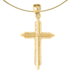 Sterling Silver Cross Pendant (Rhodium or Yellow Gold-plated)