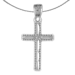 Sterling Silver Cross Pendant (Rhodium or Yellow Gold-plated)