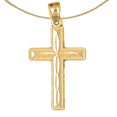Sterling Silver Cross Pendant (Rhodium or Yellow Gold-plated)