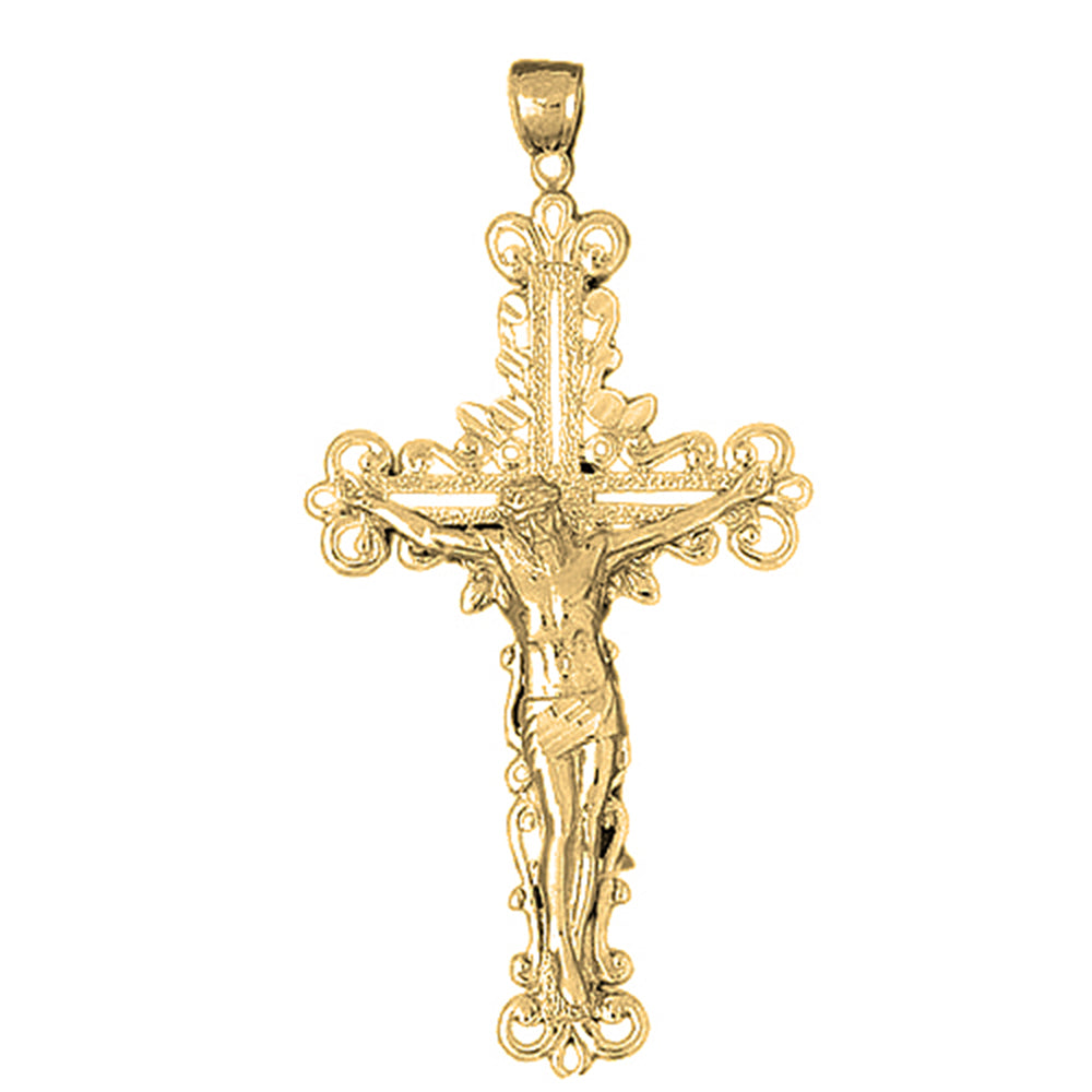 Yellow Gold-plated Silver Crucifix Pendant