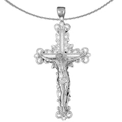 Sterling Silver Crucifix Pendant (Rhodium or Yellow Gold-plated)