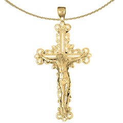 Sterling Silver Crucifix Pendant (Rhodium or Yellow Gold-plated)