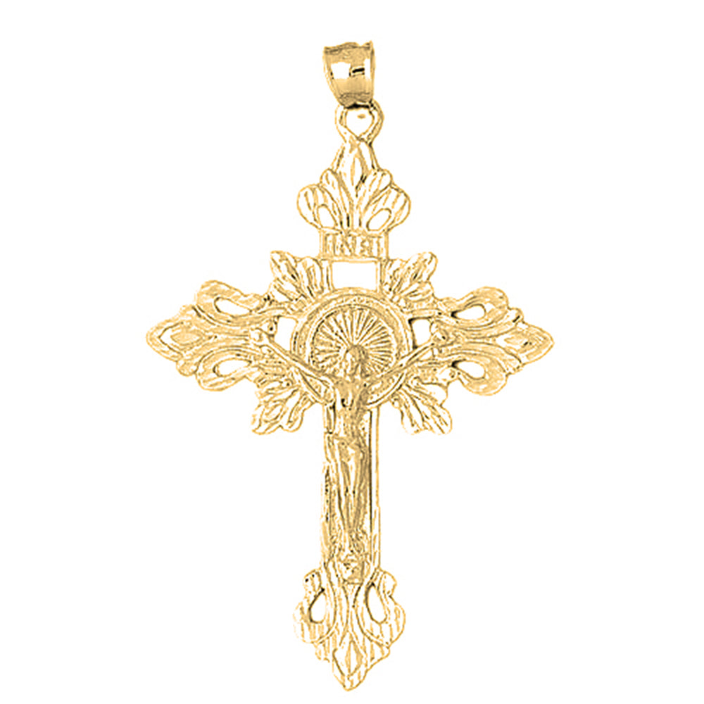 Yellow Gold-plated Silver Crucifix Pendant