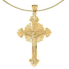 Sterling Silver Crucifix Pendant (Rhodium or Yellow Gold-plated)