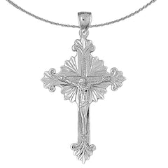 Sterling Silver Crucifix Pendant (Rhodium or Yellow Gold-plated)