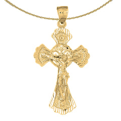 Kruzifix-Anhänger aus Sterlingsilber (rhodiniert oder gelbvergoldet)