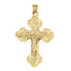 Yellow Gold-plated Silver Crucifix Pendant