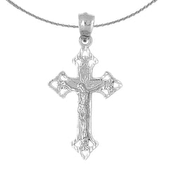 Sterling Silver Crucifix Pendant (Rhodium or Yellow Gold-plated)