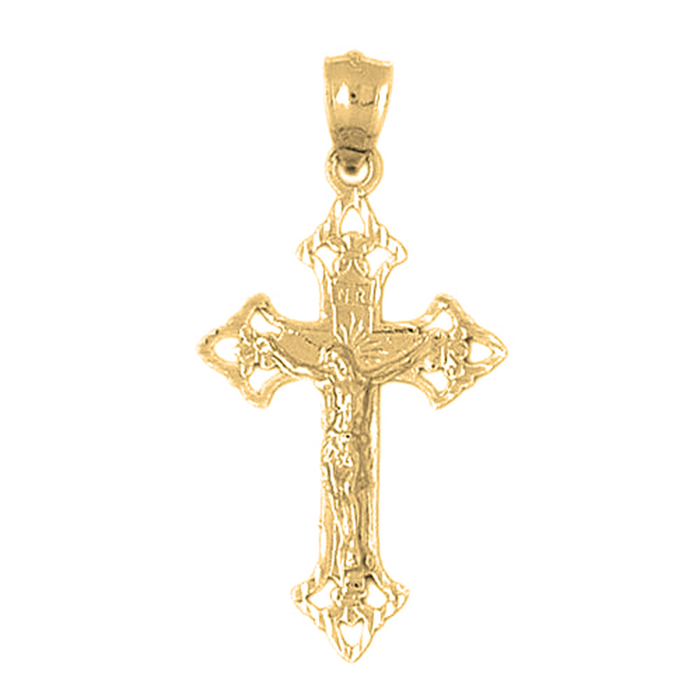 Yellow Gold-plated Silver Crucifix Pendant