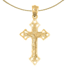 Sterling Silver Crucifix Pendant (Rhodium or Yellow Gold-plated)