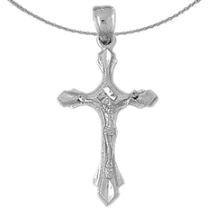 Sterling Silver Crucifix Pendant (Rhodium or Yellow Gold-plated)