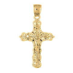 Yellow Gold-plated Silver Crucifix Pendant