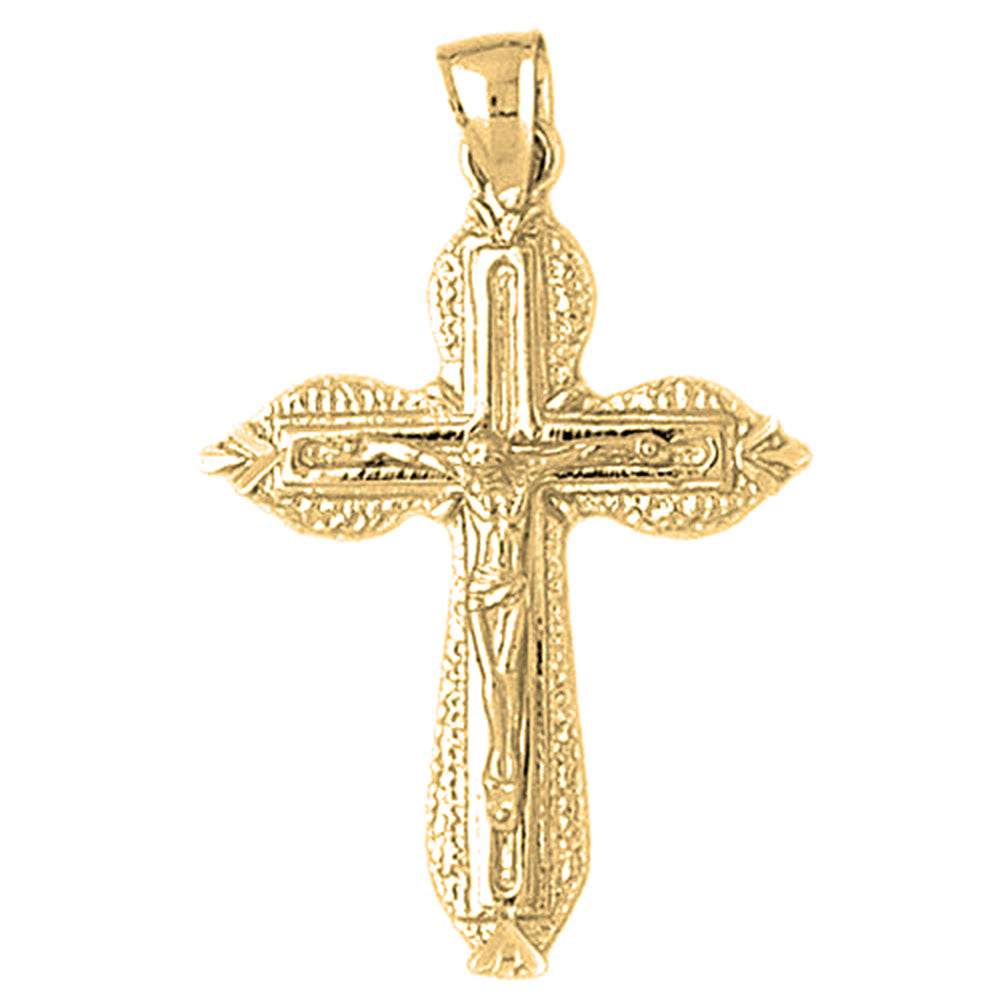 Yellow Gold-plated Silver Crucifix Pendant