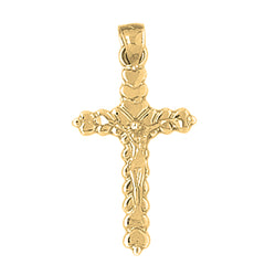 Yellow Gold-plated Silver Crucifix Pendant