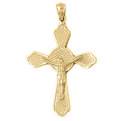 Yellow Gold-plated Silver Crucifix Pendant