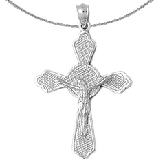 Sterling Silver Crucifix Pendant (Rhodium or Yellow Gold-plated)
