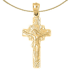 Sterling Silver Crucifix Pendant (Rhodium or Yellow Gold-plated)