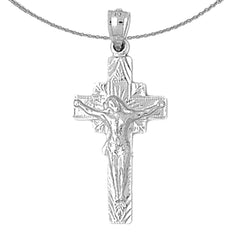 Sterling Silver Crucifix Pendant (Rhodium or Yellow Gold-plated)