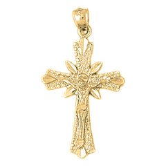 Yellow Gold-plated Silver Crucifix Pendant