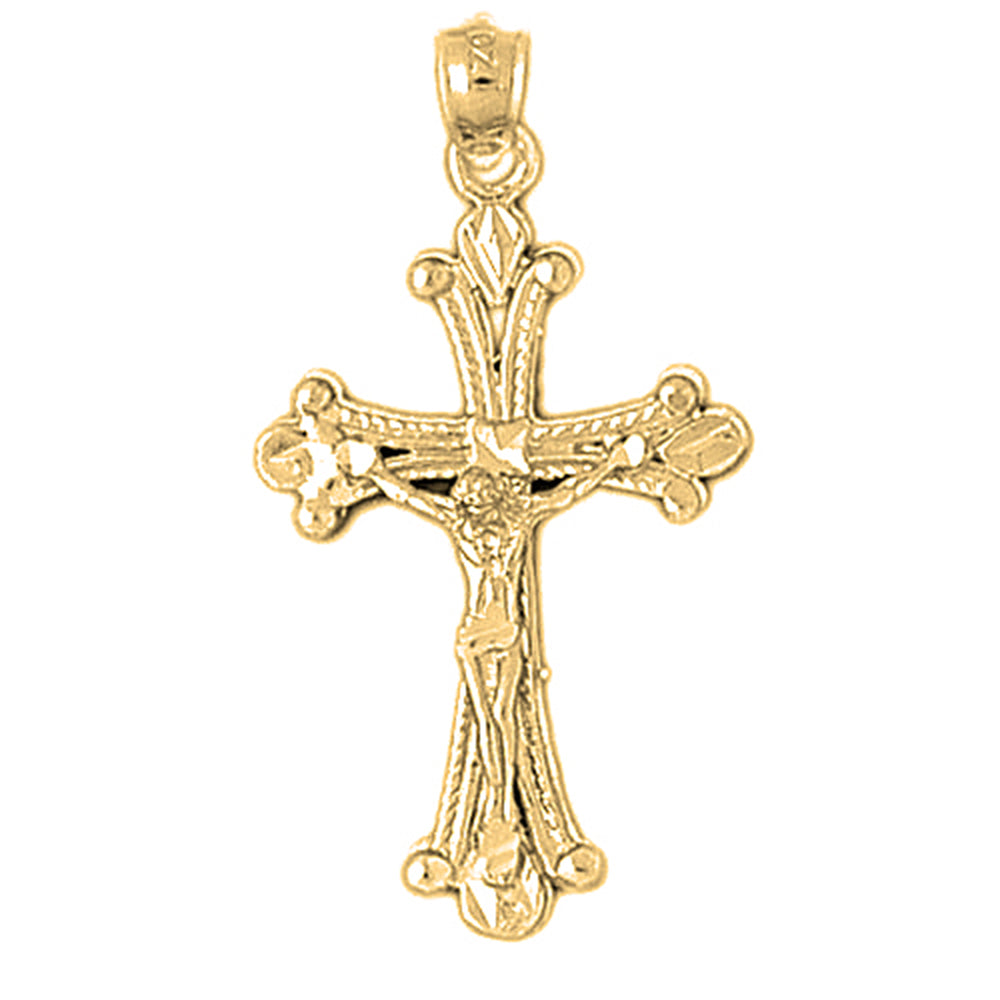 Yellow Gold-plated Silver Crucifix Pendant