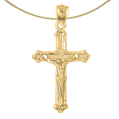 Sterling Silver Crucifix Pendant (Rhodium or Yellow Gold-plated)