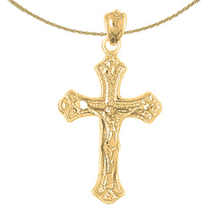 Sterling Silver Crucifix Pendant (Rhodium or Yellow Gold-plated)