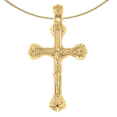Sterling Silver Crucifix Pendant (Rhodium or Yellow Gold-plated)