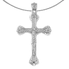 Sterling Silver Crucifix Pendant (Rhodium or Yellow Gold-plated)