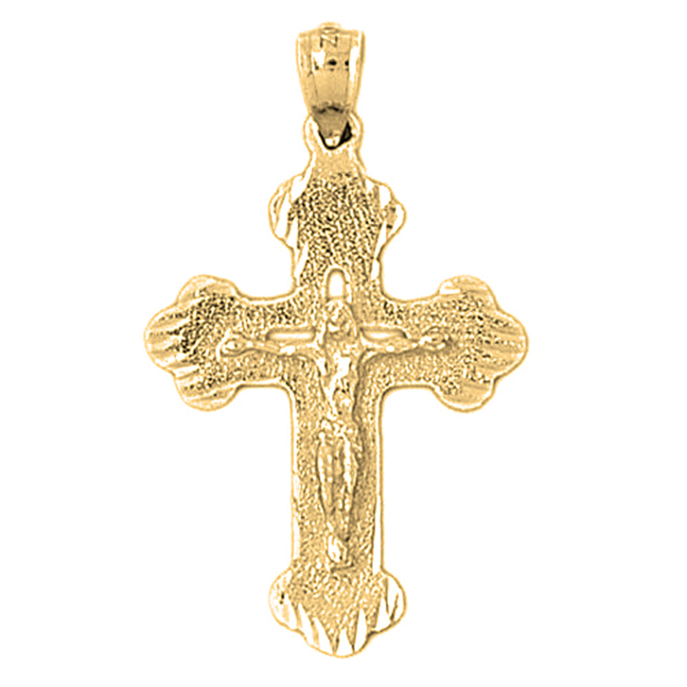 Yellow Gold-plated Silver Crucifix Pendant