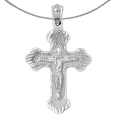 Sterling Silver Crucifix Pendant (Rhodium or Yellow Gold-plated)
