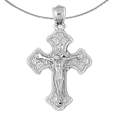 Sterling Silver Crucifix Pendant (Rhodium or Yellow Gold-plated)