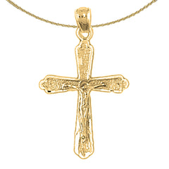 Sterling Silver Crucifix Pendant (Rhodium or Yellow Gold-plated)