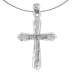 Sterling Silver Crucifix Pendant (Rhodium or Yellow Gold-plated)