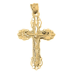 Yellow Gold-plated Silver Crucifix Pendant