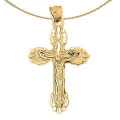 Sterling Silver Crucifix Pendant (Rhodium or Yellow Gold-plated)