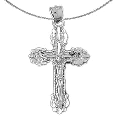 Sterling Silver Crucifix Pendant (Rhodium or Yellow Gold-plated)