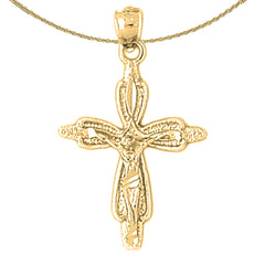 Sterling Silver Crucifix Pendant (Rhodium or Yellow Gold-plated)