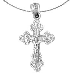 Sterling Silver Crucifix Pendant (Rhodium or Yellow Gold-plated)