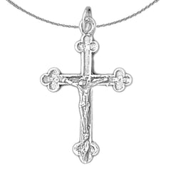 Sterling Silver Crucifix Pendant (Rhodium or Yellow Gold-plated)