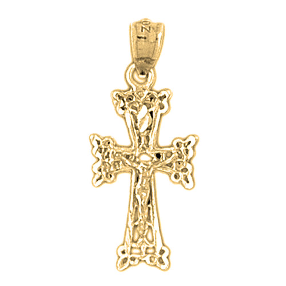 Yellow Gold-plated Silver Crucifix Pendant