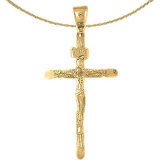 Sterling Silver Crucifix Pendant (Rhodium or Yellow Gold-plated)
