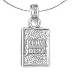 3D-Anhänger „Heilige Bibel“ aus Sterlingsilber (rhodiniert oder gelbvergoldet)