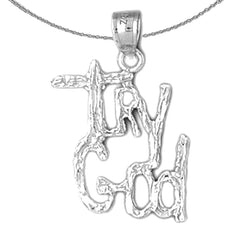 Sterling Silver Try God Pendant (Rhodium or Yellow Gold-plated)