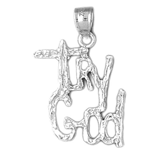 Sterling Silver Try God Pendant