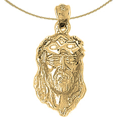 Sterling Silver Jesus Pendant (Rhodium or Yellow Gold-plated)