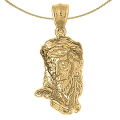 Sterling Silver Jesus Pendant (Rhodium or Yellow Gold-plated)